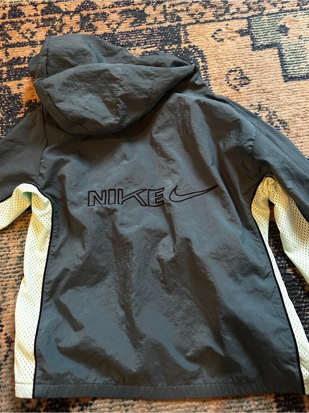 Nike Girls Youth Large Dark Teal Mint Mesh Hooded Anorak Windbreaker